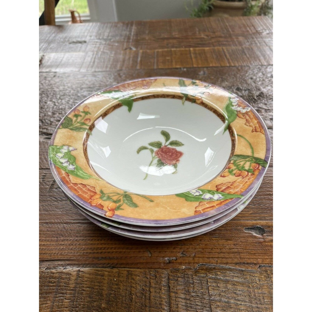 222 Fifth Tuscany Rose Lot of (4) Wide Mouth Bowls